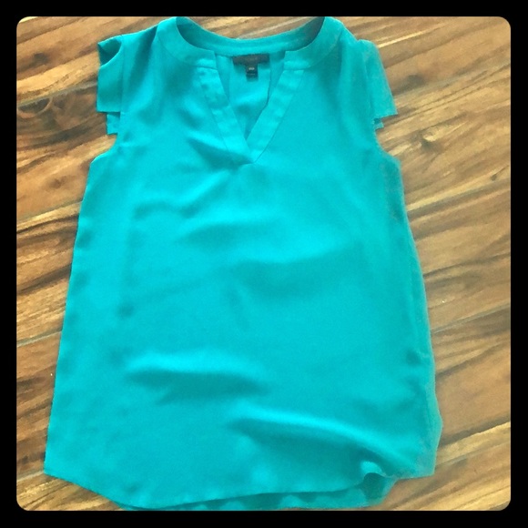 CLOSET CLOSES 09/25 J. Crew Teal V-neck blouse 000 - Picture 1 of 3